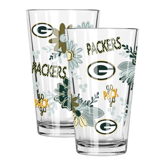 The Memory Company Green Bay Packers Two-Piece 16oz. Flowers Pint Glass Set