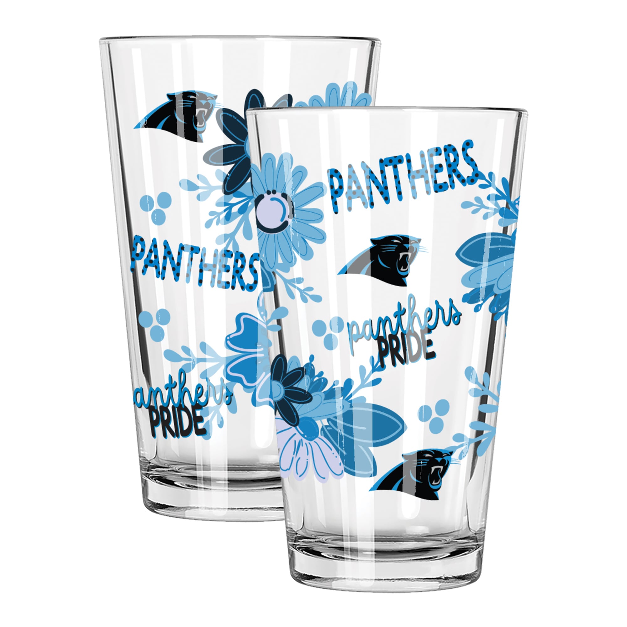 The Memory Company Carolina Panthers Two-Piece 16oz. Flowers Pint Glass Set