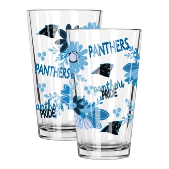 The Memory Company Carolina Panthers Two-Piece 16oz. Flowers Pint Glass Set