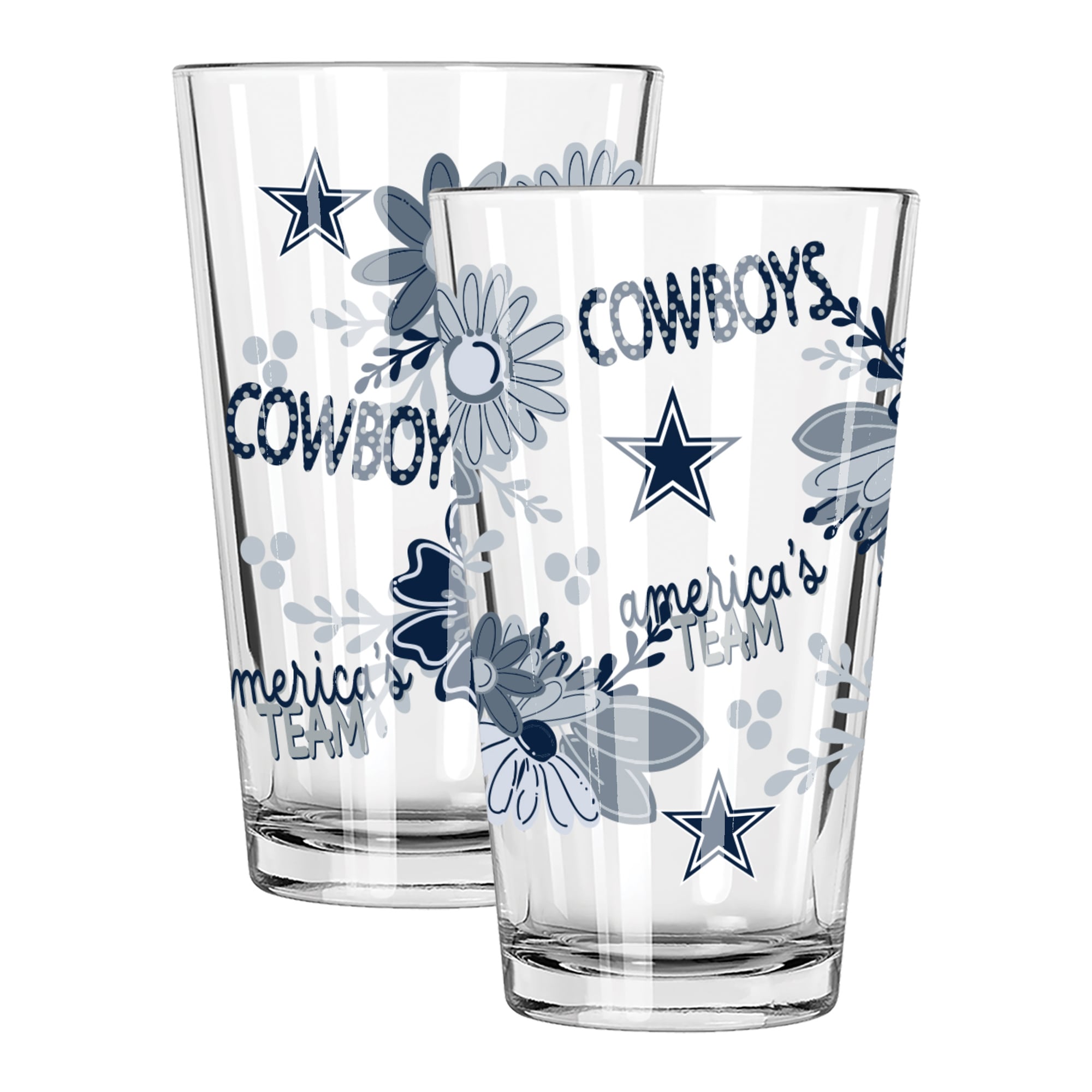 The Memory Company Dallas Cowboys Two-Piece 16oz. Flowers Pint Glass Set