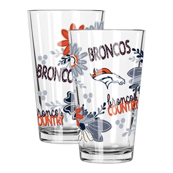 The Memory Company Denver Broncos Two-Piece 16oz. Flowers Pint Glass Set