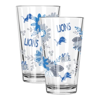 The Memory Company Detroit Lions Two-Piece 16oz. Flowers Pint Glass Set