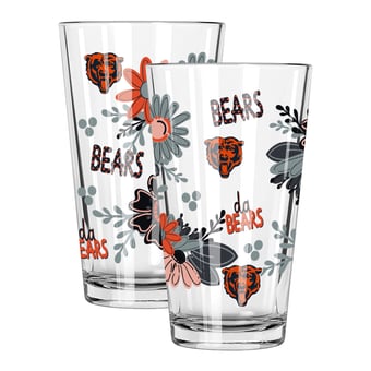 The Memory Company Chicago Bears Two-Piece 16oz. Flowers Pint Glass Set