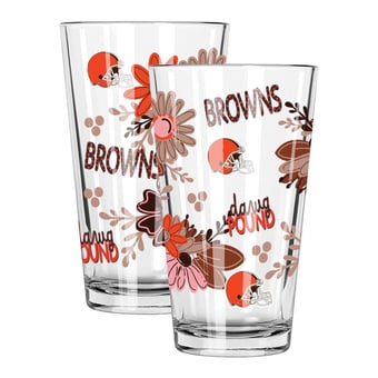 The Memory Company Cleveland Browns Two-Piece 16oz. Flowers Pint Glass Set