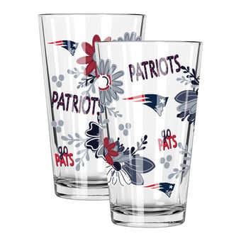 The Memory Company New England Patriots Two-Piece 16oz. Flowers Pint Glass Set