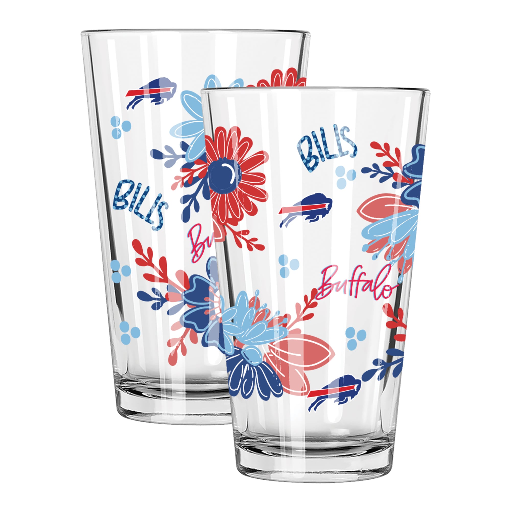 The Memory Company Buffalo Bills Two-Piece 16oz. Flowers Pint Glass Set