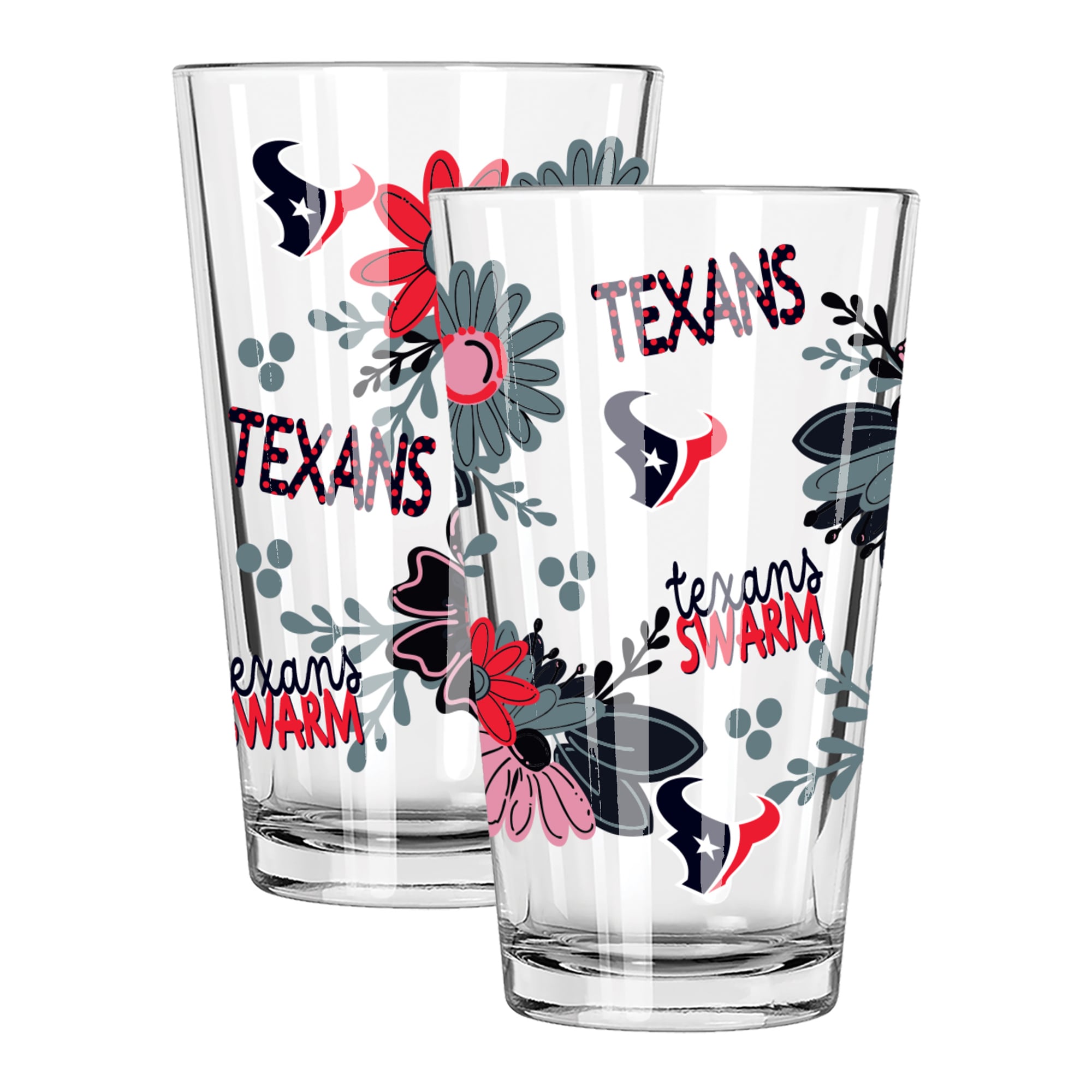 The Memory Company Houston Texans Two-Piece 16oz. Flowers Pint Glass Set