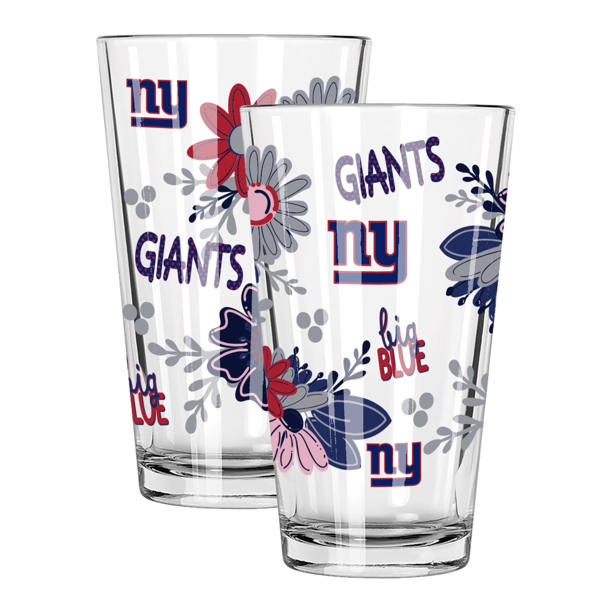 The Memory Company New York Giants Two-Piece 16oz. Flowers Pint Glass Set
