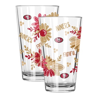The Memory Company San Francisco 49ers Two-Piece 16oz. Flowers Pint Glass Set