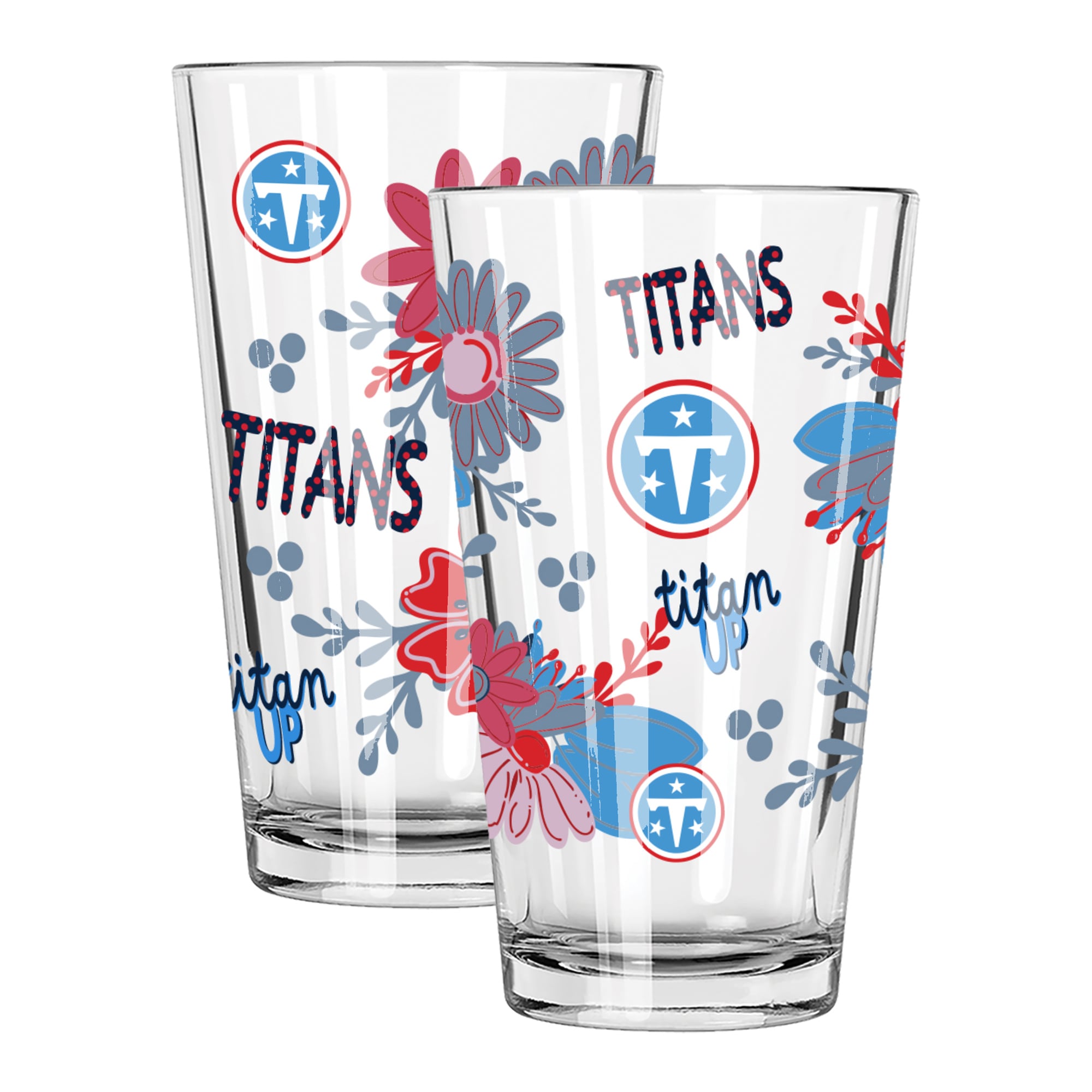 The Memory Company Tennessee Titans Two-Piece 16oz. Flowers Pint Glass Set