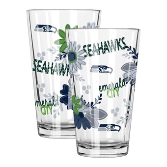 The Memory Company Seattle Seahawks Two-Piece 16oz. Flowers Pint Glass Set