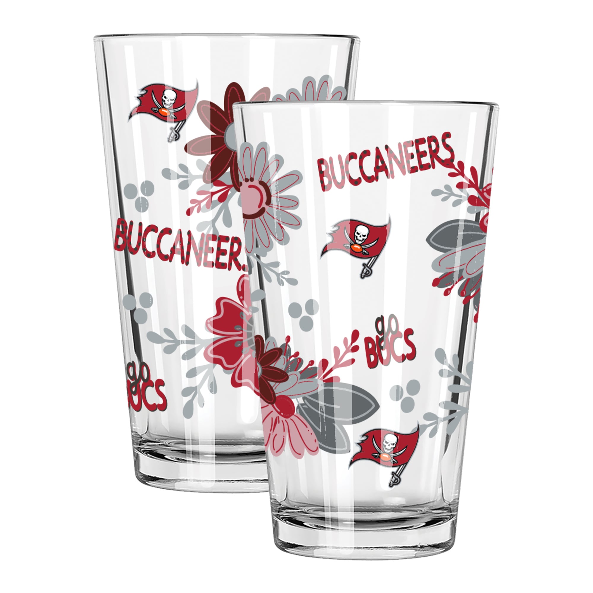 The Memory Company Tampa Bay Buccaneers Two-Piece 16oz. Flowers Pint Glass Set