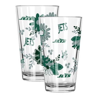 The Memory Company New York Jets Two-Piece 16oz. Flowers Pint Glass Set
