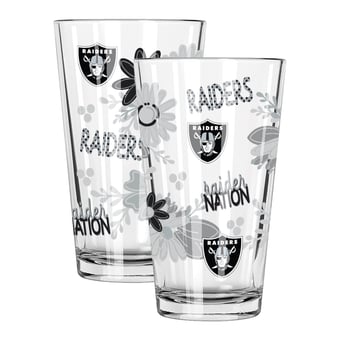 The Memory Company Las Vegas Raiders Two-Piece 16oz. Flowers Pint Glass Set