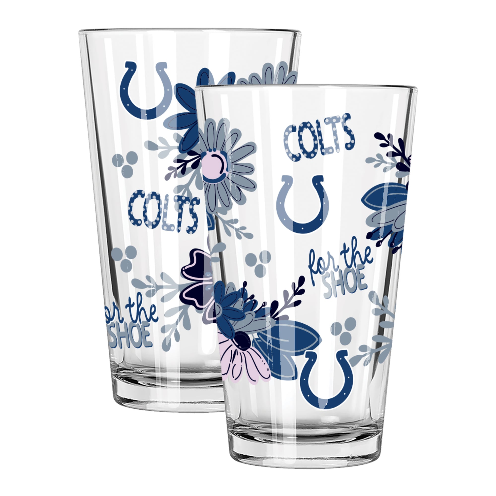 The Memory Company Indianapolis Colts Two-Piece 16oz. Flowers Pint Glass Set