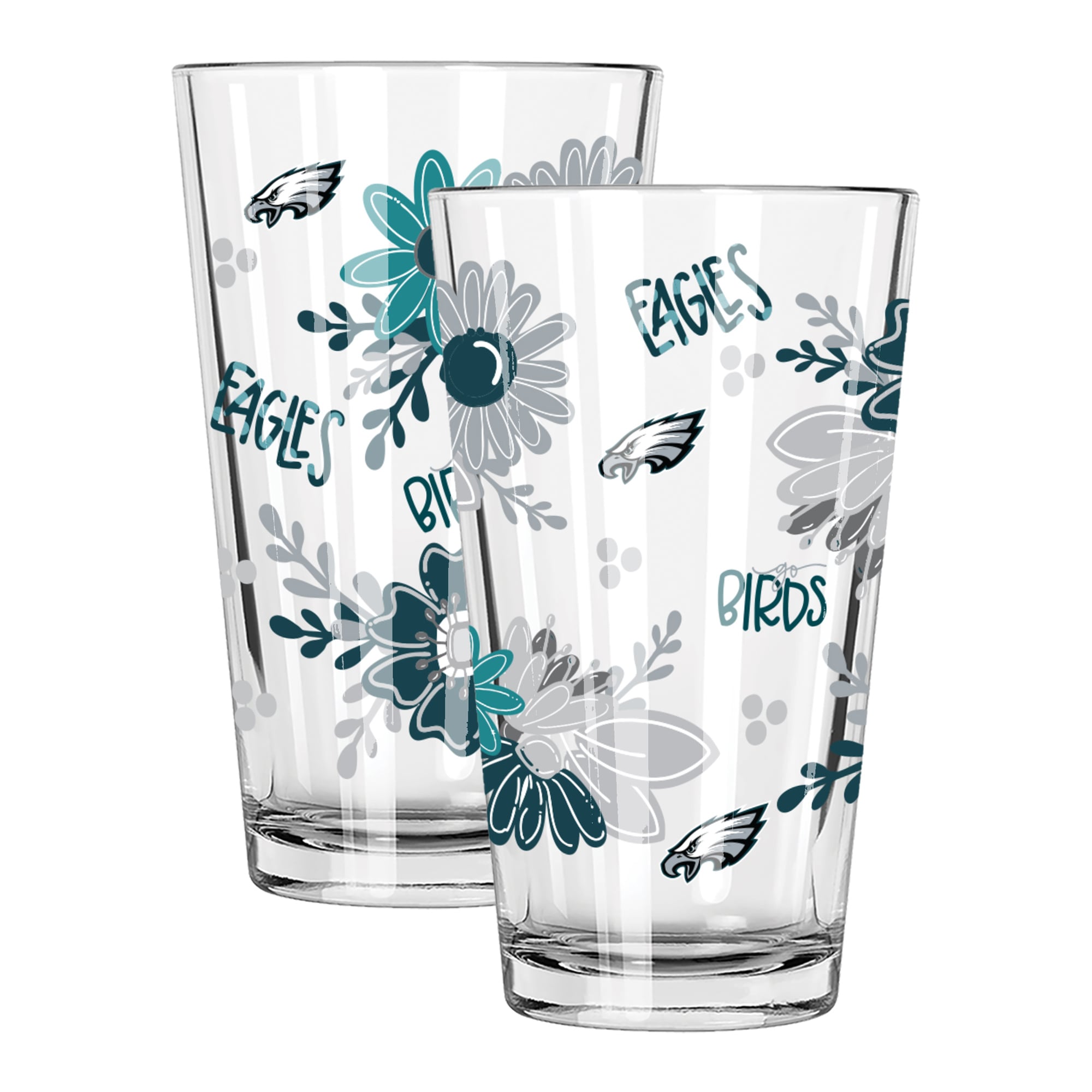 The Memory Company Philadelphia Eagles Two-Piece 16oz. Flowers Pint Glass Set