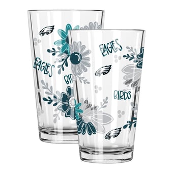 The Memory Company Philadelphia Eagles Two-Piece 16oz. Flowers Pint Glass Set