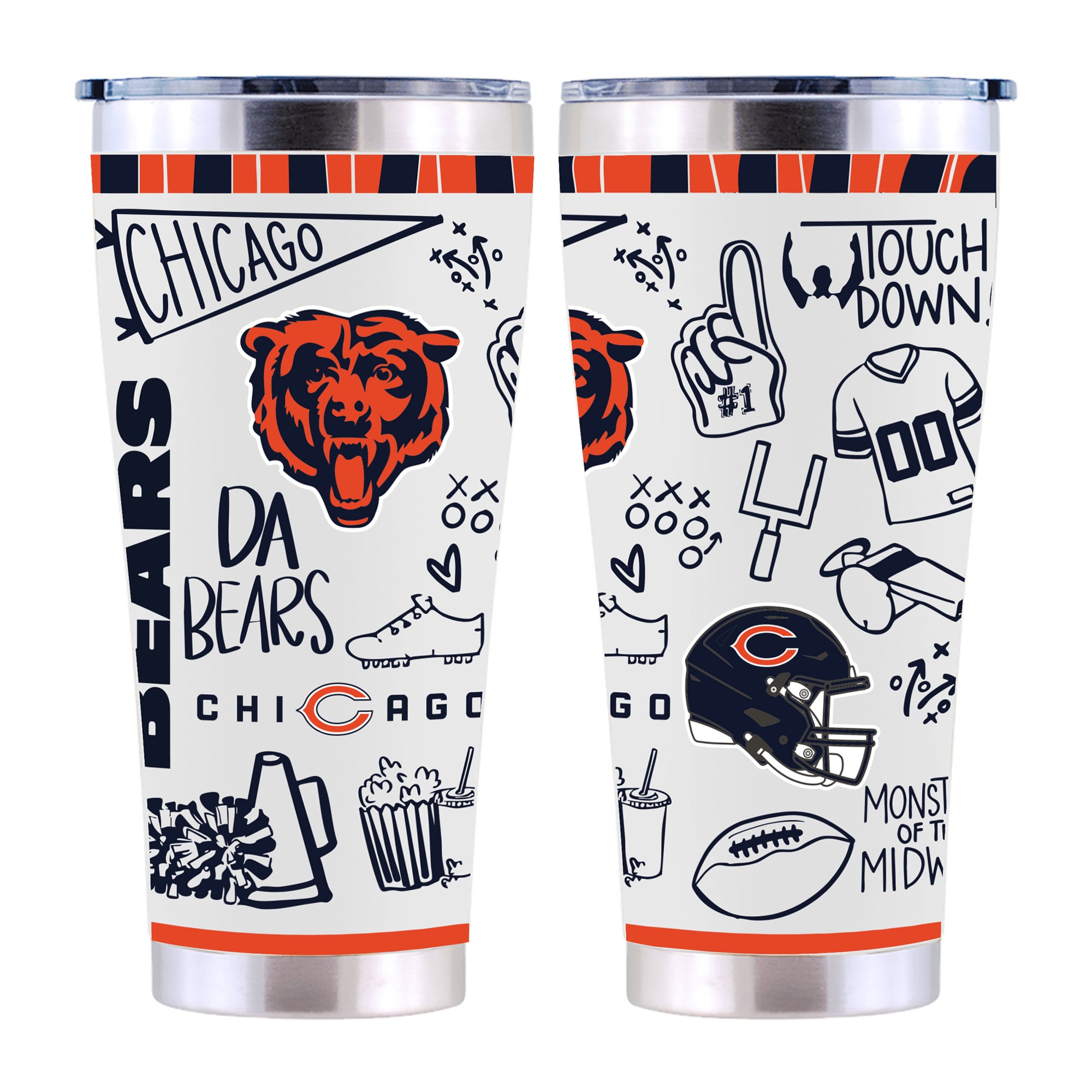The Memory Company Chicago Bears 30oz. Sketchpad Stainless Steel Tumbler