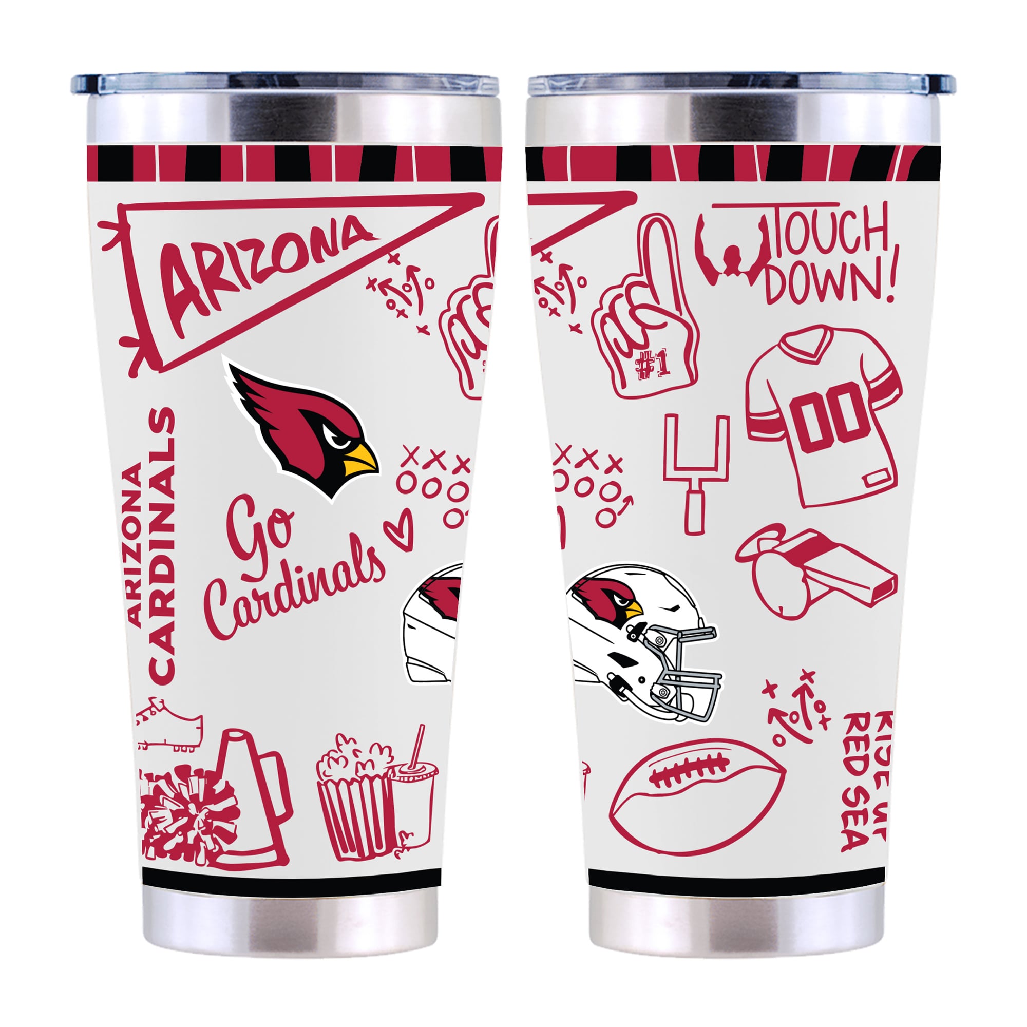 The Memory Company Arizona Cardinals 30oz. Sketchpad Stainless Steel Tumbler