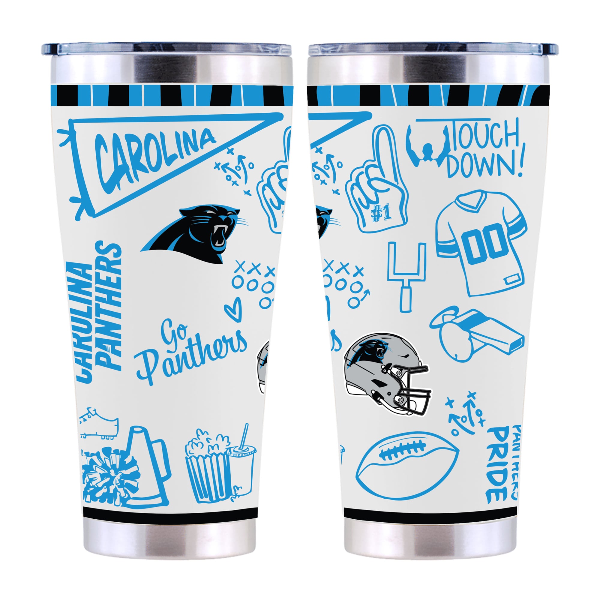 The Memory Company Carolina Panthers 30oz. Sketchpad Stainless Steel Tumbler