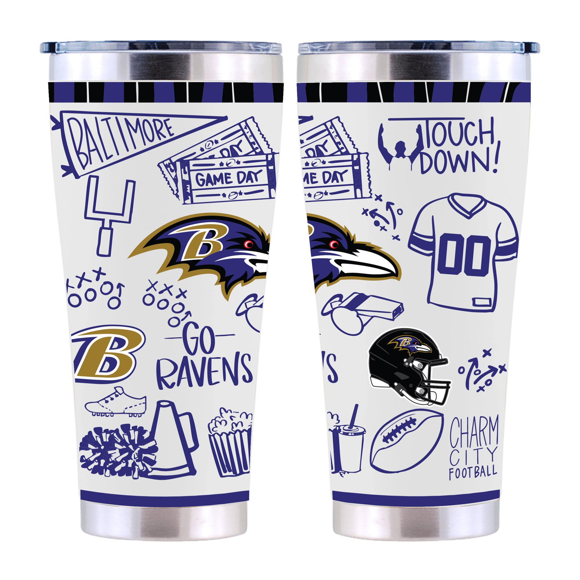 The Memory Company Baltimore Ravens 30oz. Sketchpad Stainless Steel Tumbler