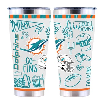 The Memory Company Miami Dolphins 30oz. Sketchpad Stainless Steel Tumbler