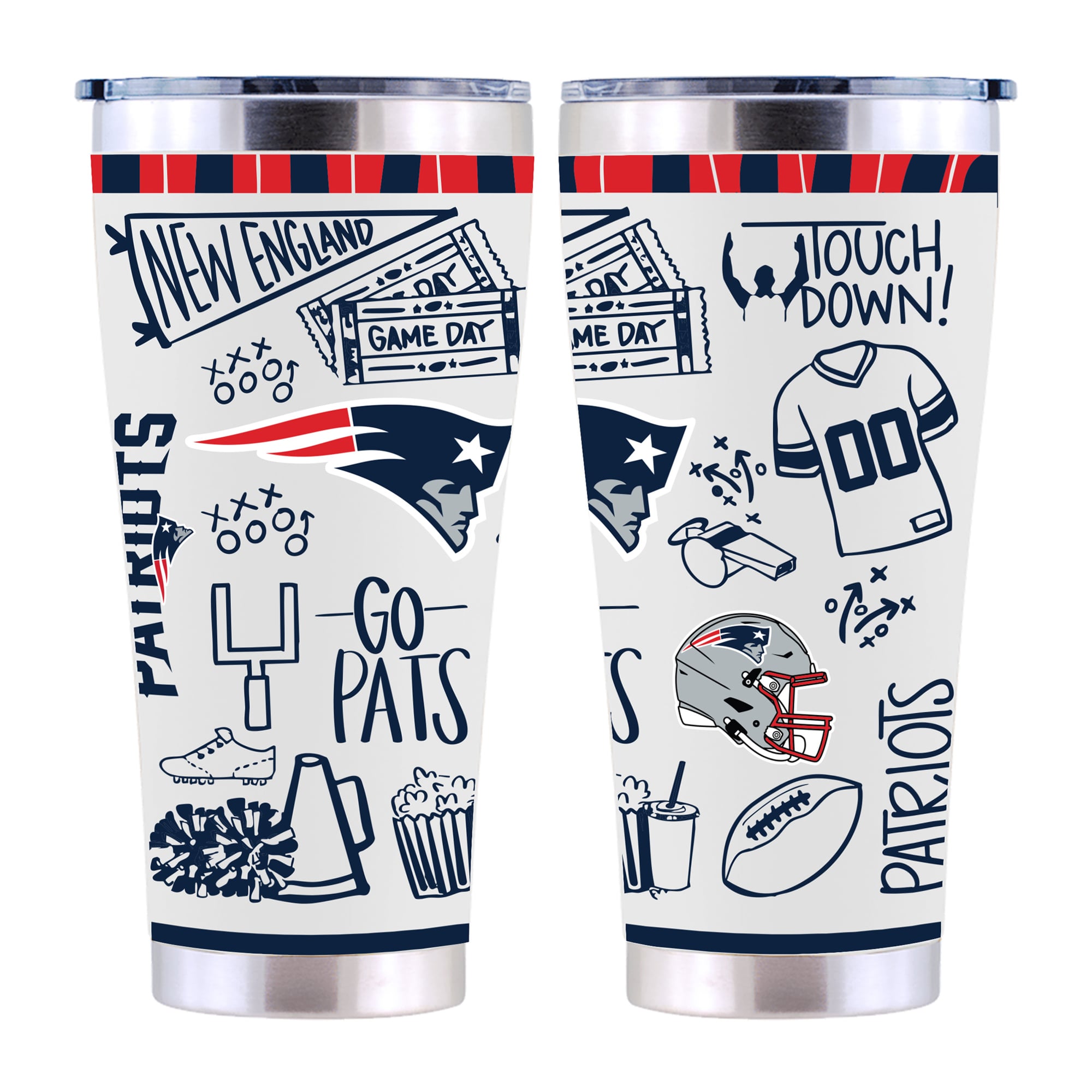 The Memory Company New England Patriots 30oz. Sketchpad Stainless Steel Tumbler