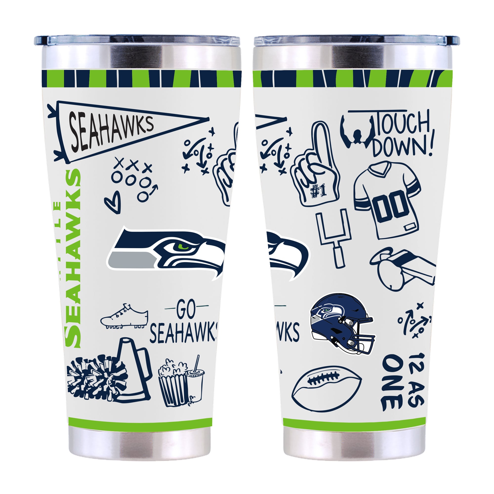The Memory Company Seattle Seahawks 30oz. Sketchpad Stainless Steel Tumbler
