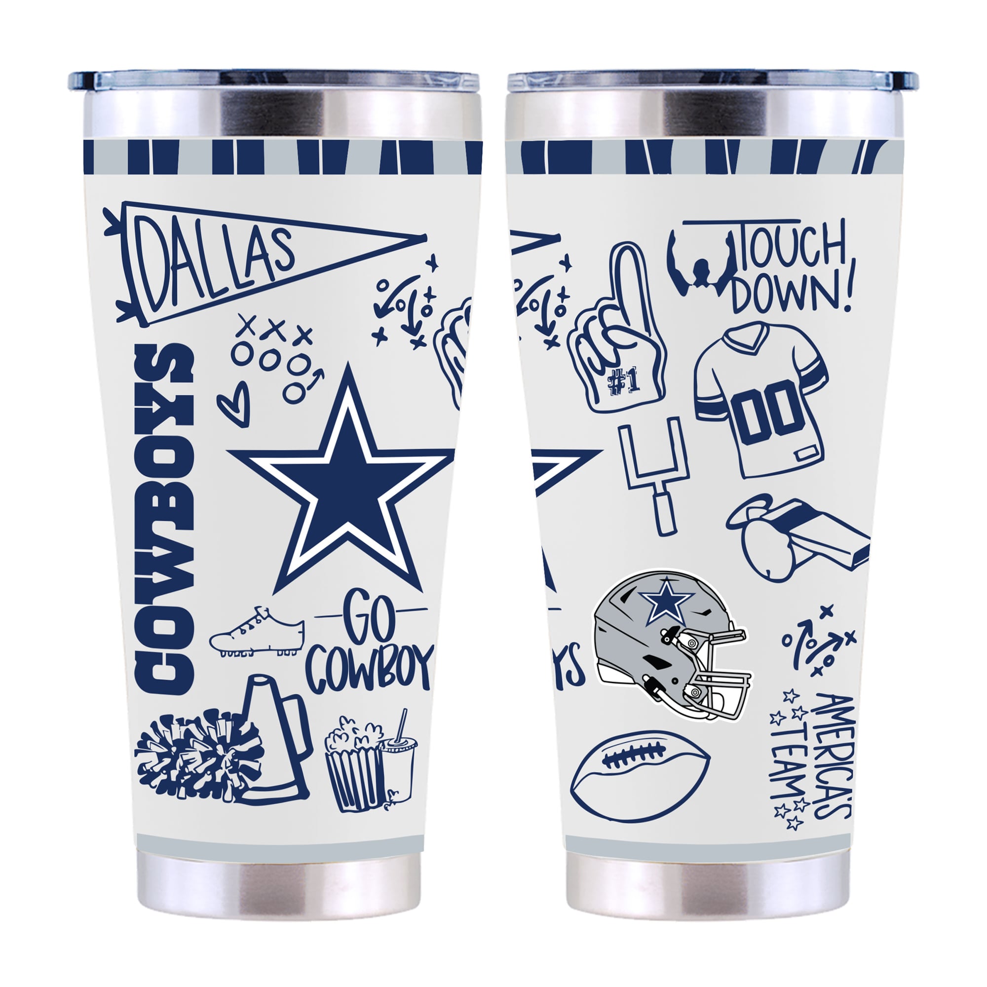 The Memory Company Dallas Cowboys 30oz. Sketchpad Stainless Steel Tumbler