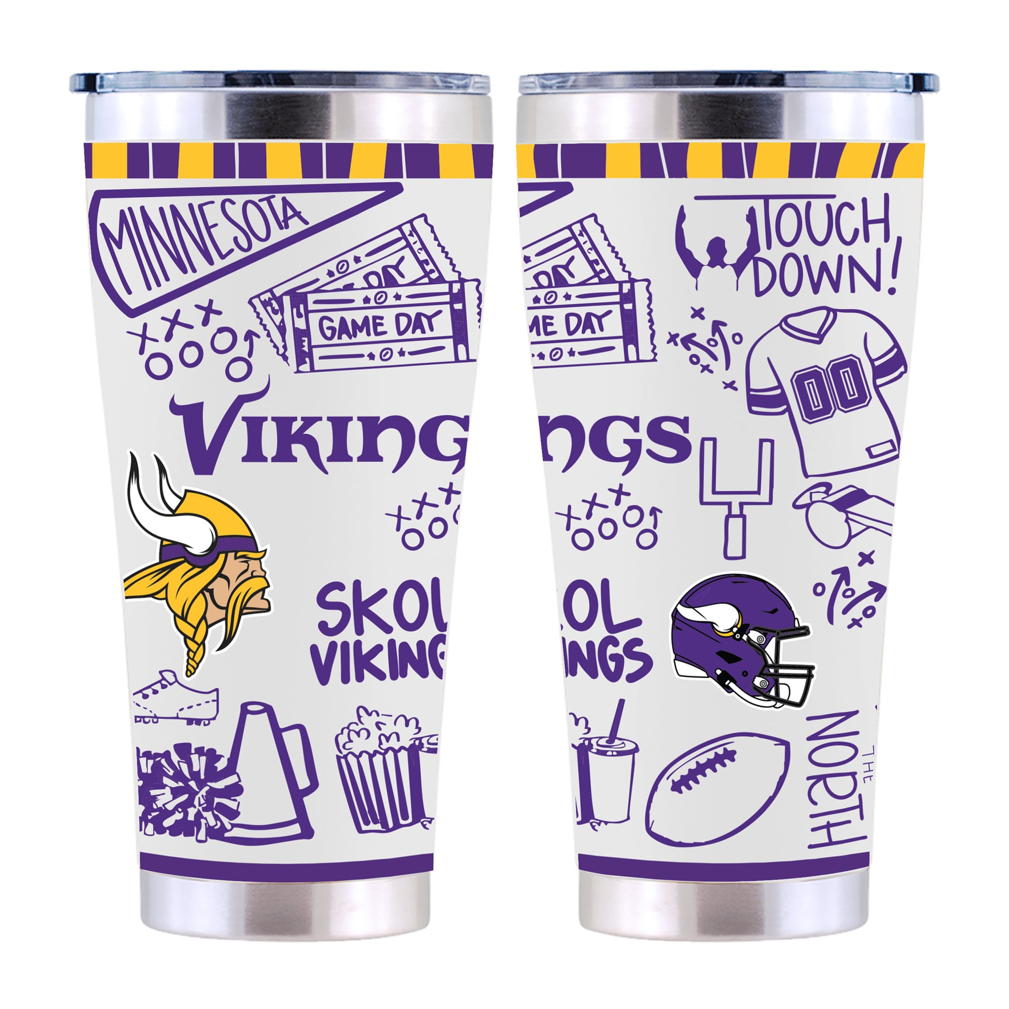 The Memory Company Minnesota Vikings 30oz. Sketchpad Stainless Steel Tumbler