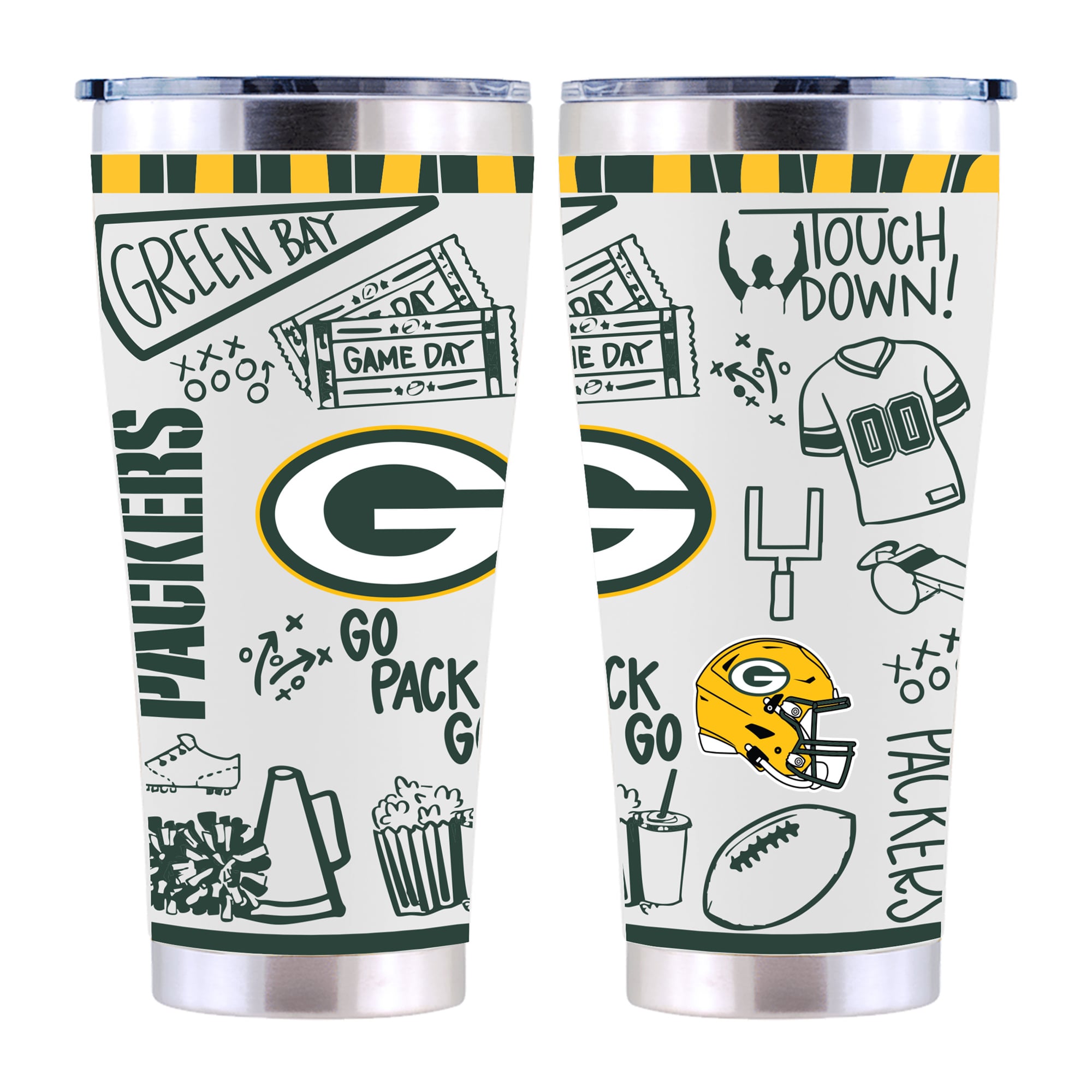 The Memory Company Green Bay Packers 30oz. Sketchpad Stainless Steel Tumbler