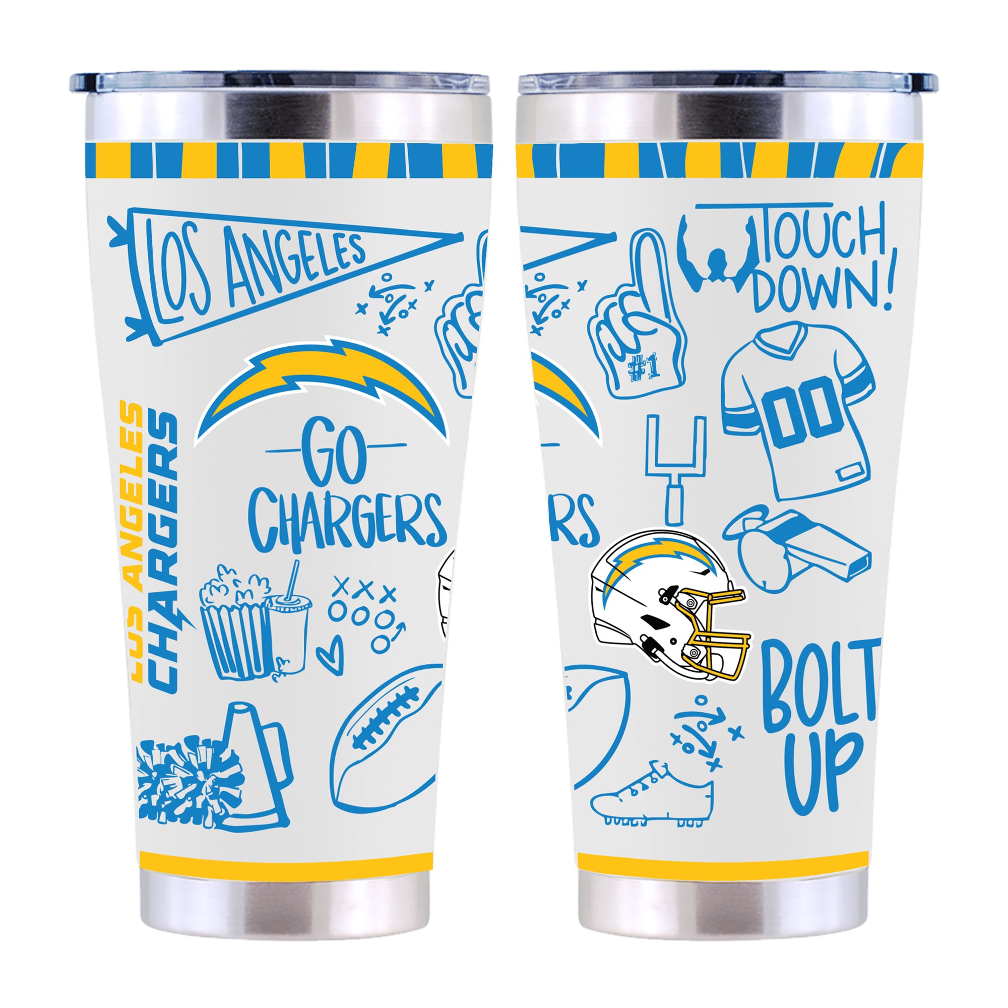 The Memory Company Los Angeles Chargers 30oz. Sketchpad Stainless Steel Tumbler