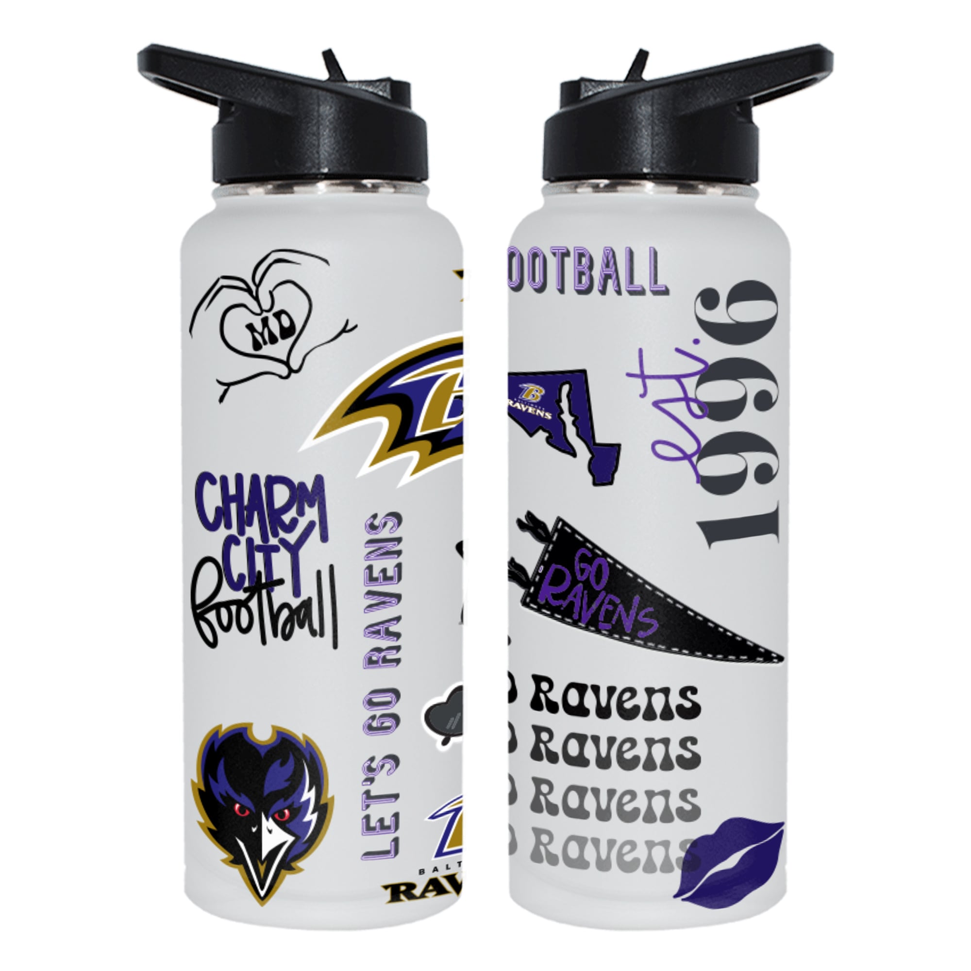 The Memory Company Baltimore Ravens 34oz. Loco Stainless Steel Quencher Bottle