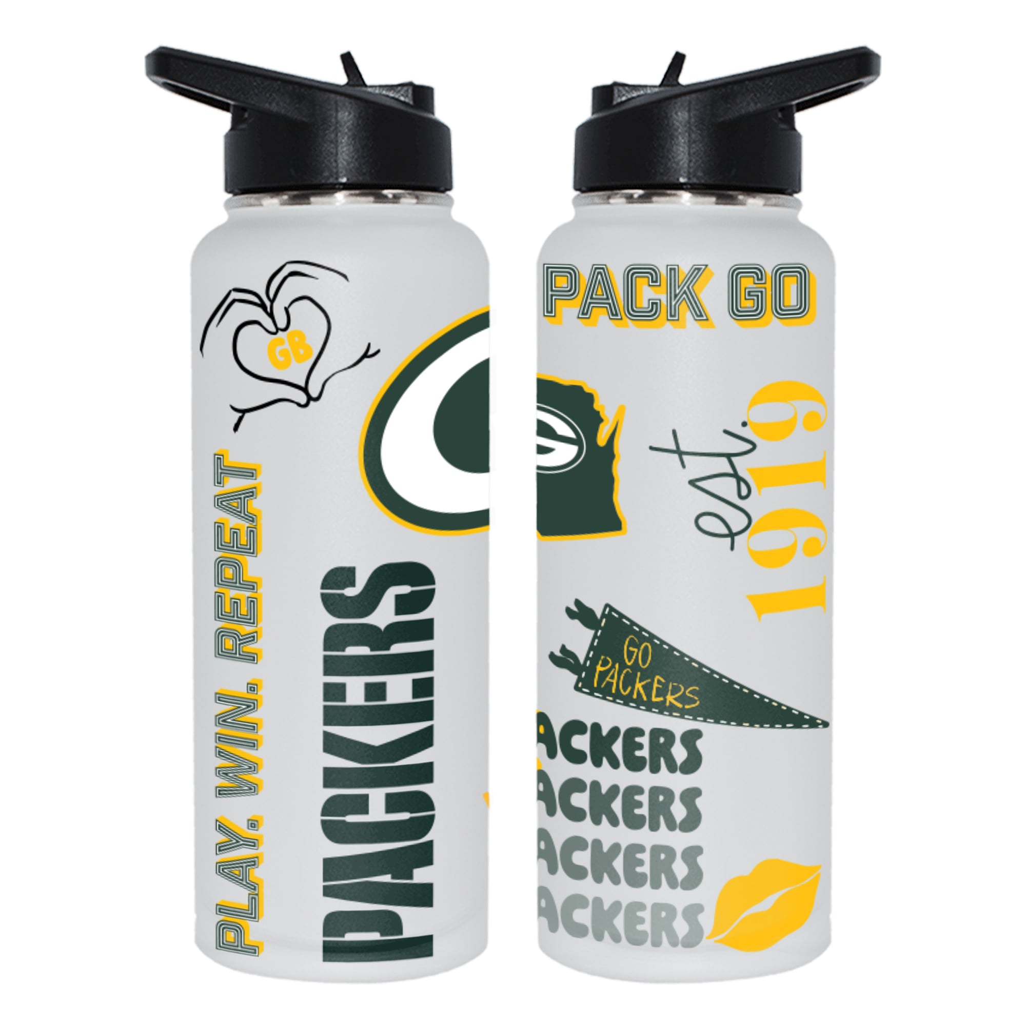 The Memory Company Green Bay Packers 34oz. Loco Stainless Steel Quencher Bottle