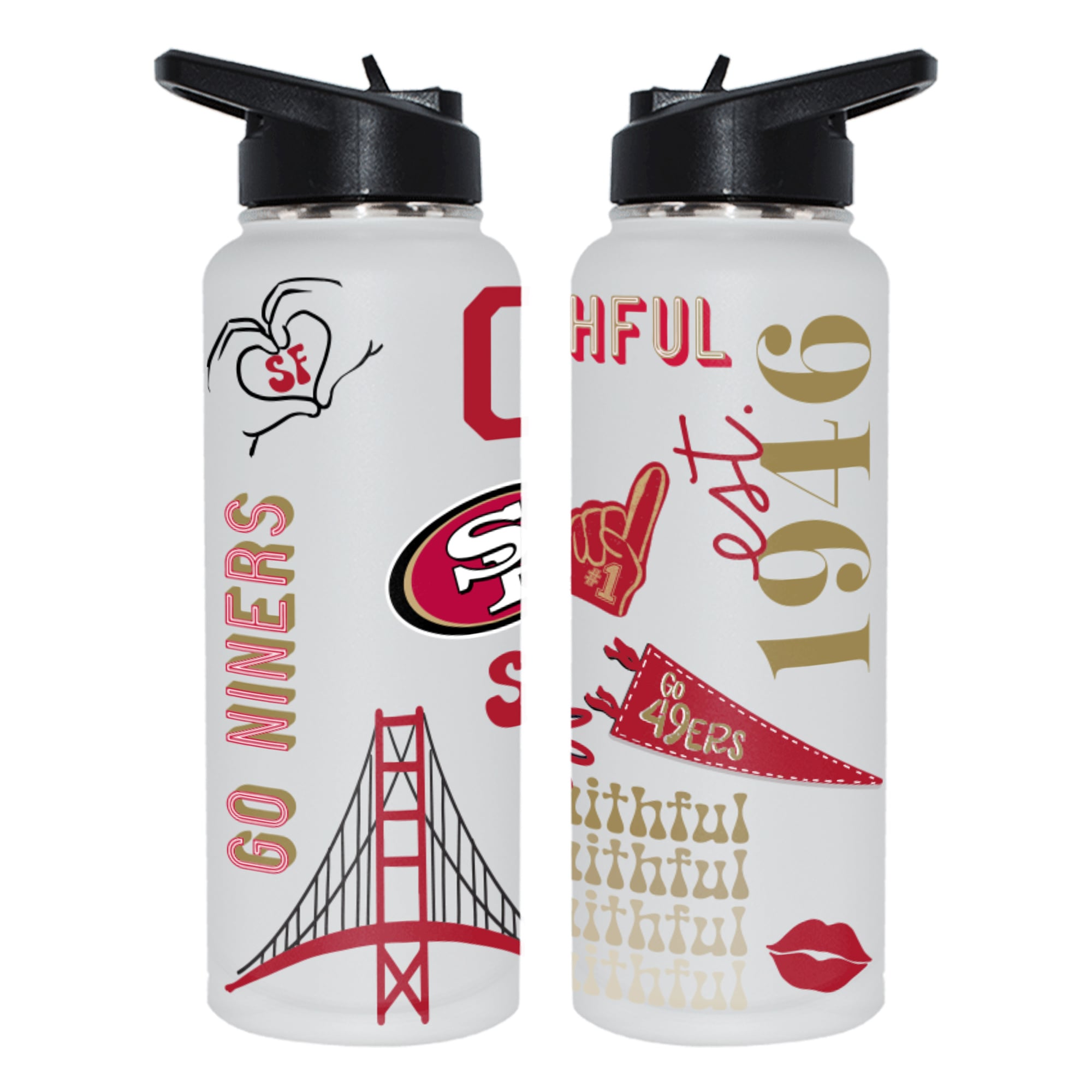 The Memory Company San Francisco 49ers 34oz. Loco Stainless Steel Quencher Bottle