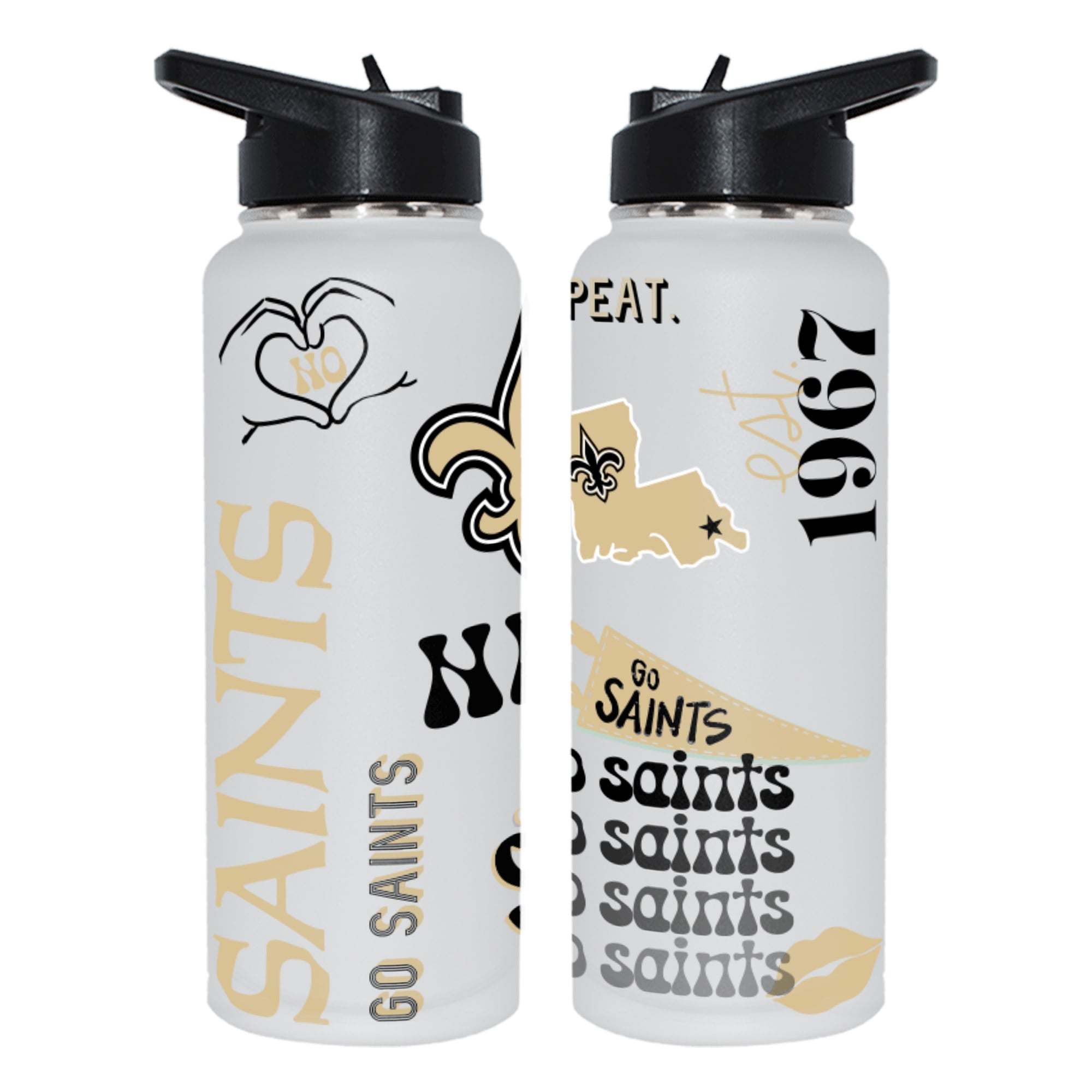 The Memory Company New Orleans Saints 34oz. Loco Stainless Steel Quencher Bottle