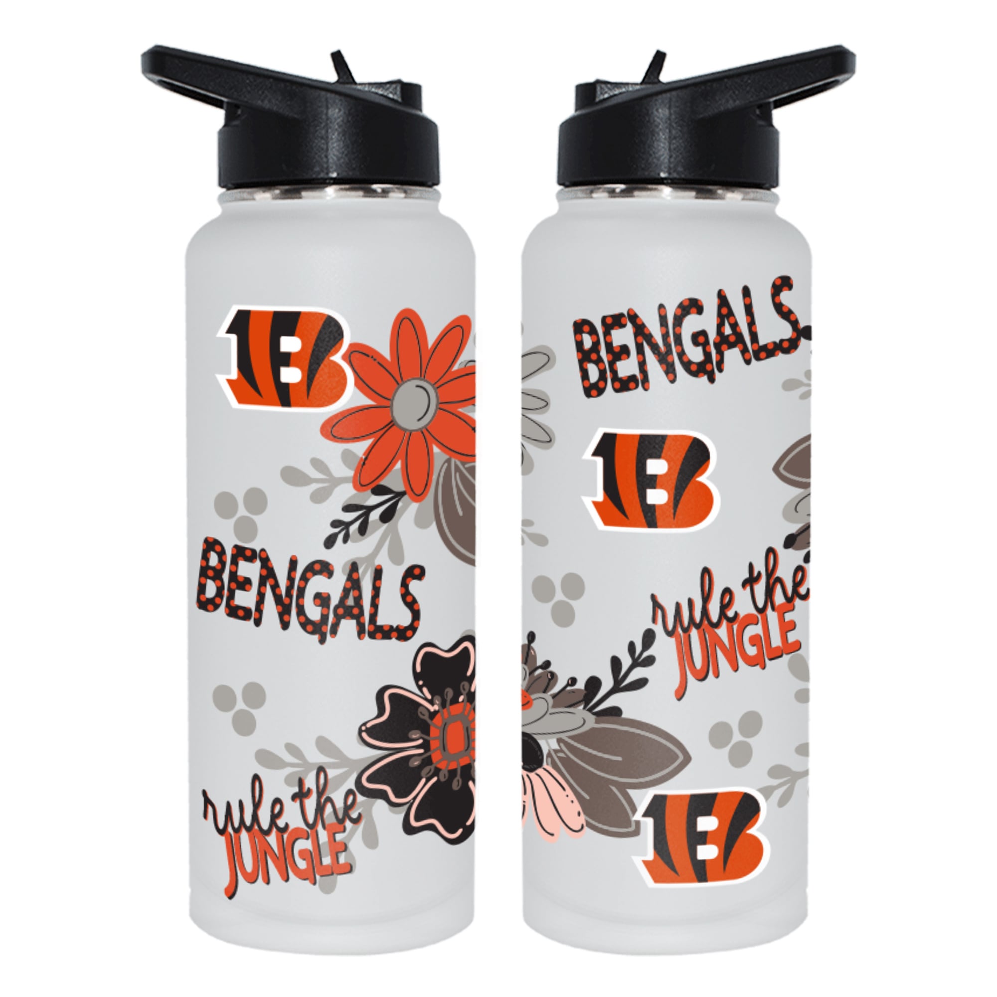 The Memory Company Cincinnati Bengals 34oz. Flowers Stainless Steel Quencher Bottle