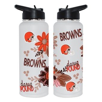 The Memory Company Cleveland Browns 34oz. Flowers Stainless Steel Quencher Bottle