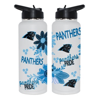 The Memory Company Carolina Panthers 34oz. Flowers Stainless Steel Quencher Bottle