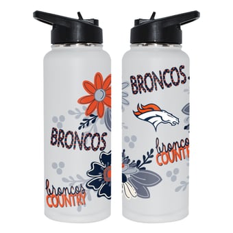 The Memory Company Denver Broncos 34oz. Flowers Stainless Steel Quencher Bottle