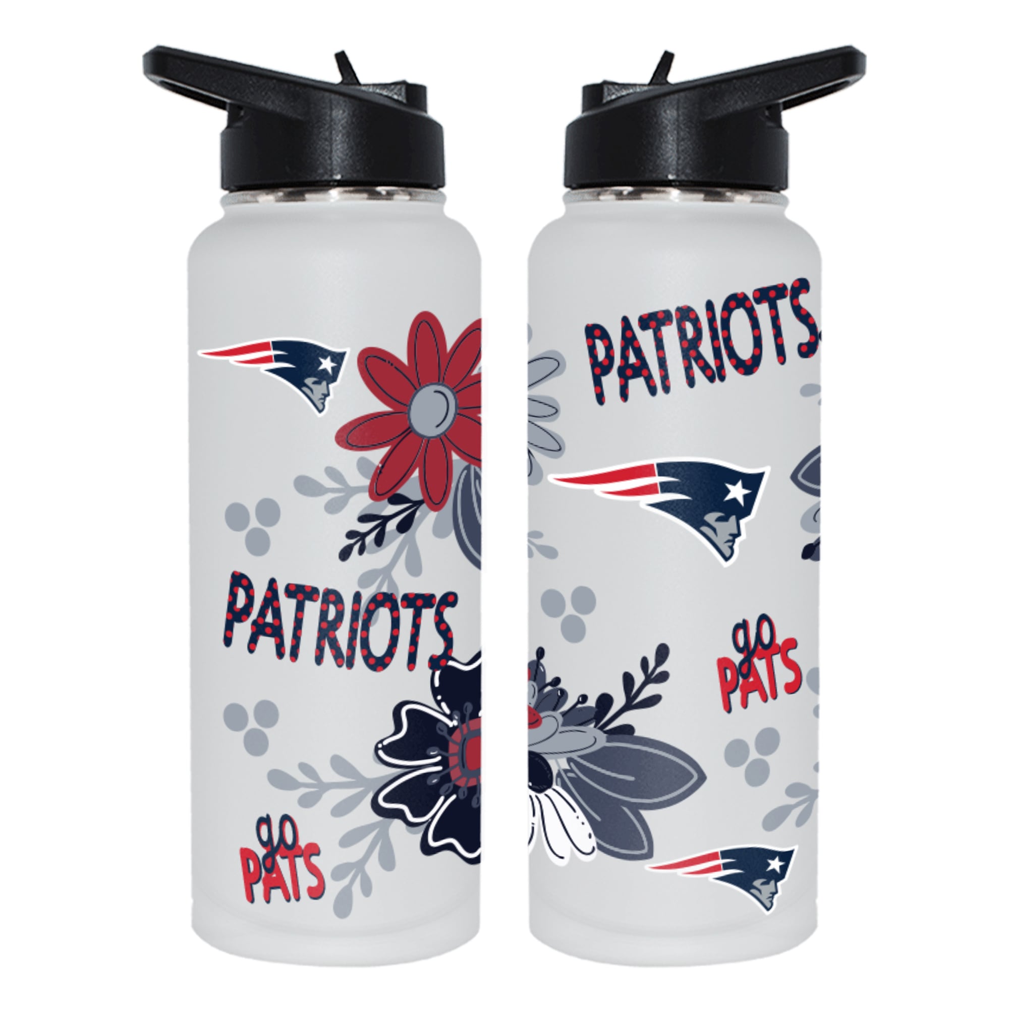 The Memory Company New England Patriots 34oz. Flowers Stainless Steel Quencher Bottle