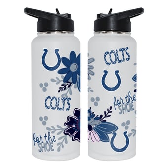 The Memory Company Indianapolis Colts 34oz. Flowers Stainless Steel Quencher Bottle
