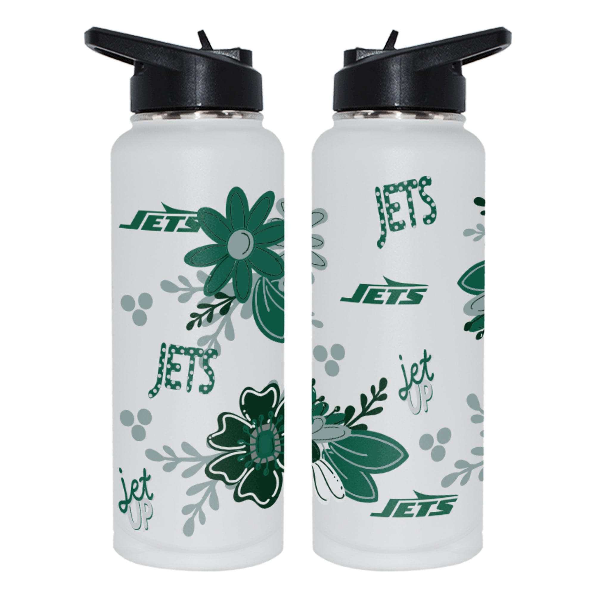 The Memory Company New York Jets 34oz. Flowers Stainless Steel Quencher Bottle