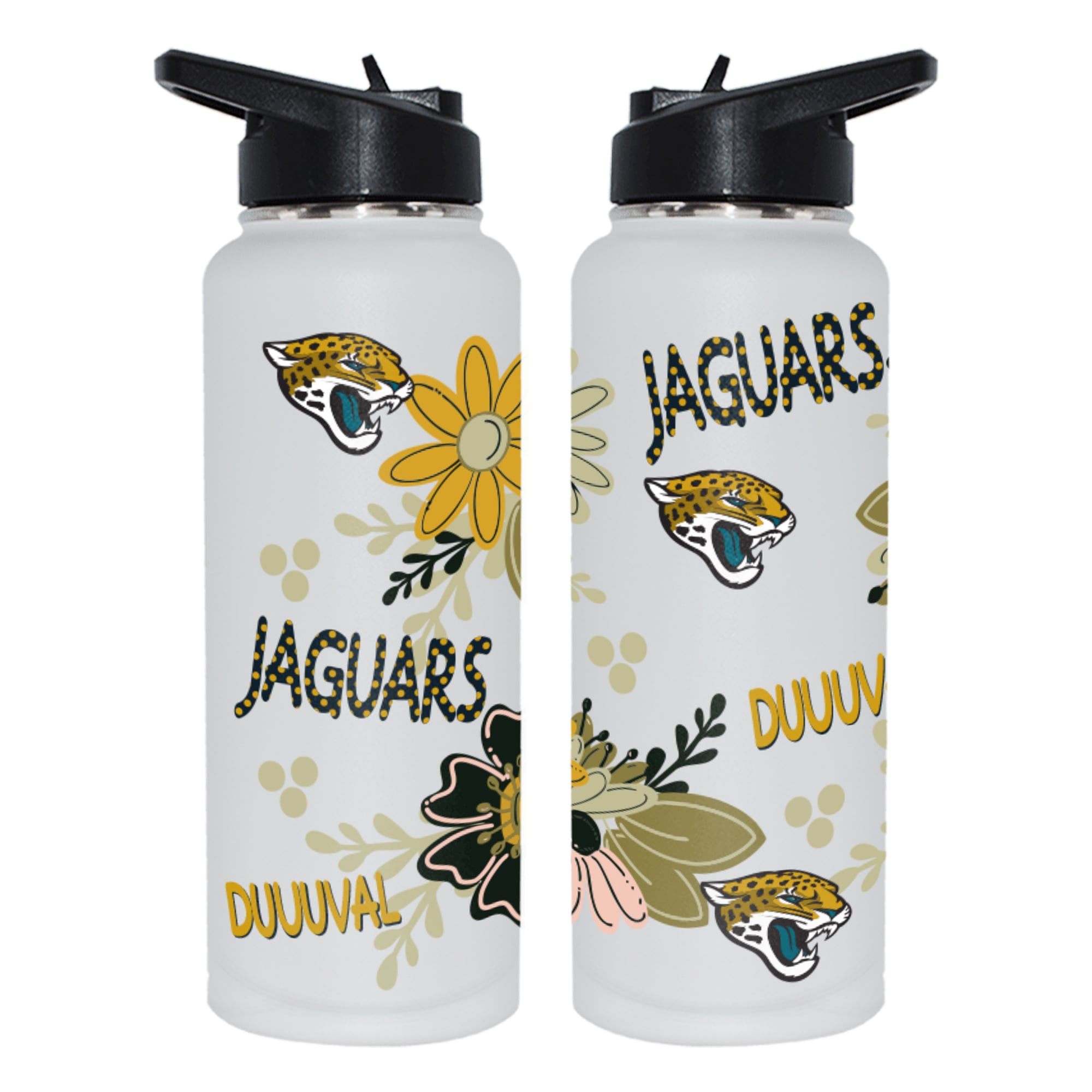 The Memory Company Jacksonville Jaguars 34oz. Flowers Stainless Steel Quencher Bottle