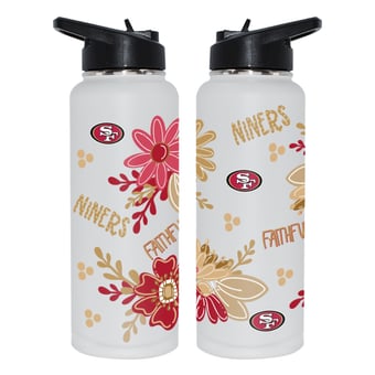 The Memory Company San Francisco 49ers 34oz. Flowers Stainless Steel Quencher Bottle