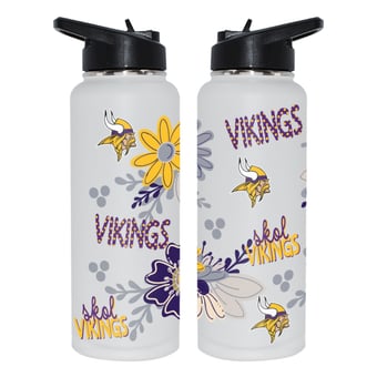 The Memory Company Minnesota Vikings 34oz. Flowers Stainless Steel Quencher Bottle