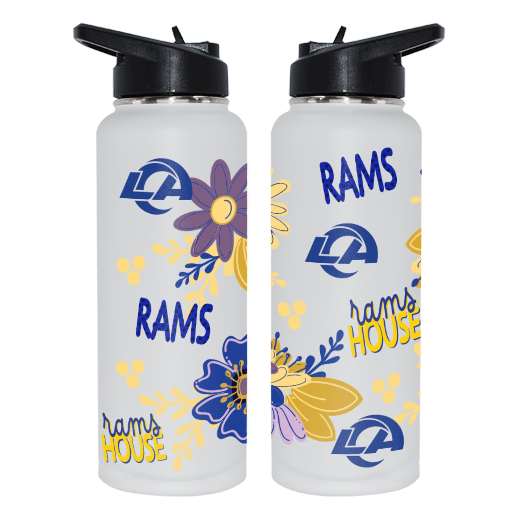The Memory Company Los Angeles Rams 34oz. Flowers Stainless Steel Quencher Bottle