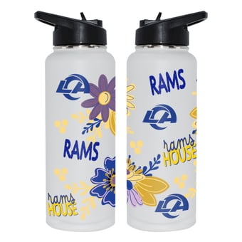 The Memory Company Los Angeles Rams 34oz. Flowers Stainless Steel Quencher Bottle