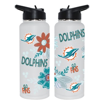 The Memory Company Miami Dolphins 34oz. Flowers Stainless Steel Quencher Bottle