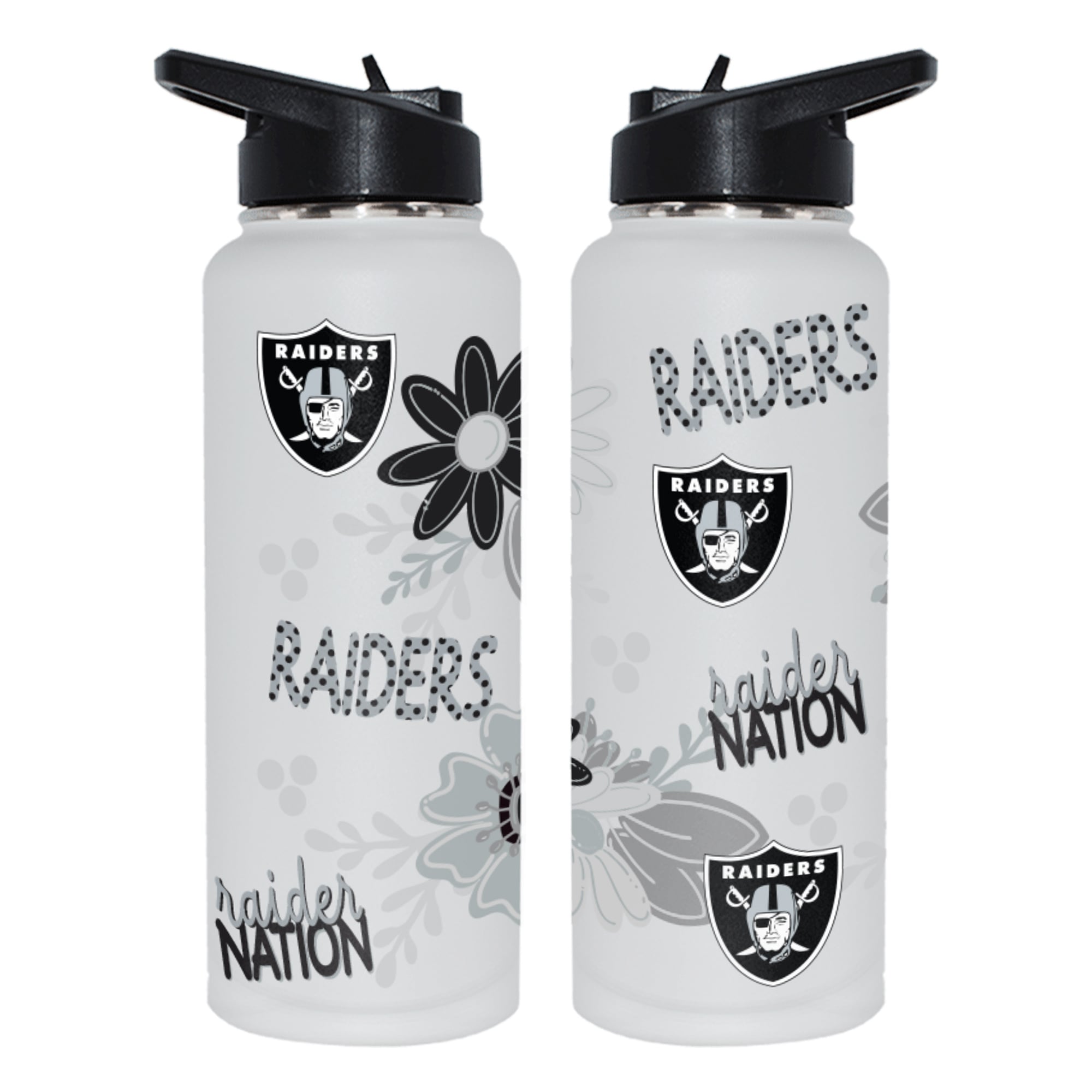 The Memory Company Las Vegas Raiders 34oz. Flowers Stainless Steel Quencher Bottle